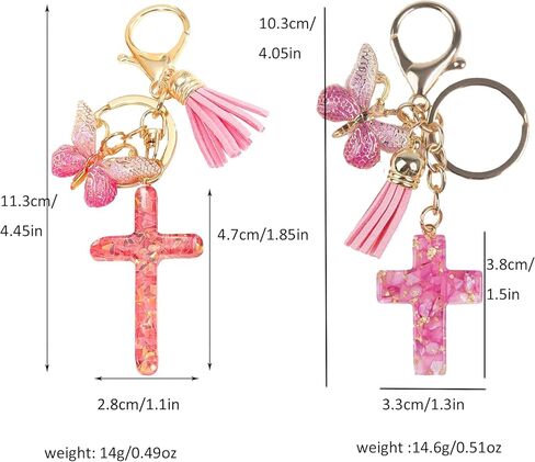 12 قطعة الإيمان المسيحي الصليب المفاتيح للنساء شرابة عقد بحلية متدلية على شكل فراشة حلقات المفاتيح لمحفظة حقائب النساء الهدايا in Kuwait
