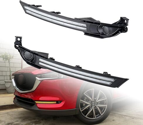 LED DRL Fog Light Bumper Lamp w/Turn Signal Compatible with 2017-2021 Mazda CX-5 CX5 Left & Right Pair Replace# MA1038140 MA1039140 KB8B50C21C in Kuwait