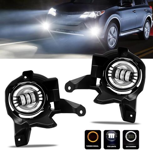 LED & DRL Fog Lights for 2013 2014 2015 RAV4 Front Bumper lights with Daytime running Lights and Turn Signal Lights in Kuwait