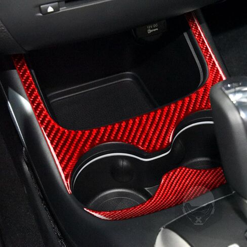 شارات حقيقية فاخرة من ألياف الكربون 3K مسند ذراع مركزي حامل أكواب لوحة غطاء الكسوة ملصق ديكور متوافق مع دودج رحلة 2011 2012 2013 2014 2015 2016 2017 2018 2019 2020 الملحقات الداخلية باللون الأحمر in Kuwait