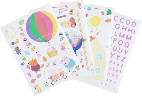 Peppa Pig Official Licensed Personalized Kids Room Wall Decals by Paladone, Reusable Peppa & George Character Playroom or Bedroom Wall Sticker Decorations, Includes Letters to Customize with Name in Kuwait