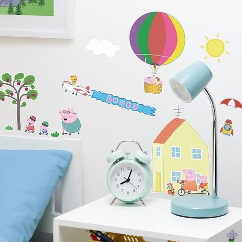 Peppa Pig Official Licensed Personalized Kids Room Wall Decals by Paladone, Reusable Peppa & George Character Playroom or Bedroom Wall Sticker Decorations, Includes Letters to Customize with Name in Kuwait