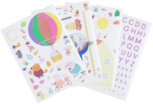 Peppa Pig Official Licensed Personalized Kids Room Wall Decals by Paladone, Reusable Peppa & George Character Playroom or Bedroom Wall Sticker Decorations, Includes Letters to Customize with Name in Kuwait