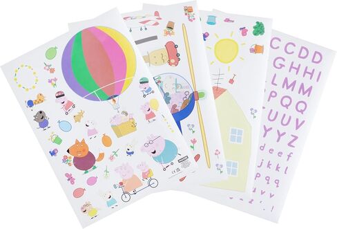 Peppa Pig Official Licensed Personalized Kids Room Wall Decals by Paladone, Reusable Peppa & George Character Playroom or Bedroom Wall Sticker Decorations, Includes Letters to Customize with Name in Kuwait
