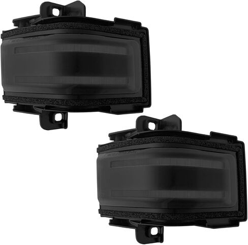 RECON - Fits Ford 17-22 Super Duty (F250, F350, F450) Smoked Side Mirror Lenses with LED White Running Lights, Spotlight, Scanning Amber Turn Signals - Smoked Lens in Saudi Arabia