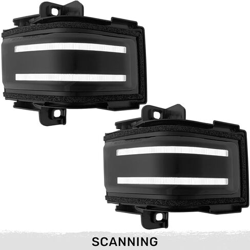 RECON - Fits Ford 17-22 Super Duty (F250, F350, F450) Smoked Side Mirror Lenses with LED White Running Lights, Spotlight, Scanning Amber Turn Signals - Smoked Lens in Saudi Arabia