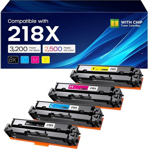 218X Toner Cartridges 4 Pack 3301sdw 3301cdw with Chip Compatible Replacement for HP 218X 218A 218 W2180X High Yield for Color LaserJet Pro MFP 3301fdw 3201dw 3301 Printer (Black Cyan Yellow Magenta) in Kuwait