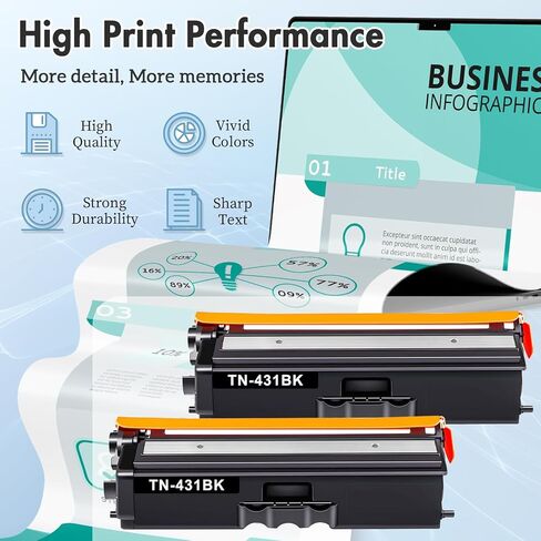 TN-431 TN431 Toner Cartridge Black High Yield Replacement for Brother TN431 TN-431 TN431BK HL-L8260CDW HL-L8360CDW MFC-L8610CDW MFC-L8690CDW MFC-L8900CDW MFCL9570CDW Printer (2 Pack) in Saudi Arabia