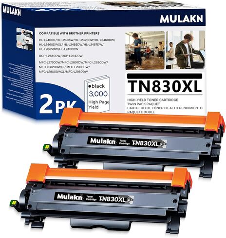 TN830XL TN830 for TN830 TN-830XL Toner Cartridge for use with HL-L2460DW MFC-L2820DW DCP-L2640DW HL-L2480DW HL-L2400D HL-L2405W Printers - 2PK in Kuwait