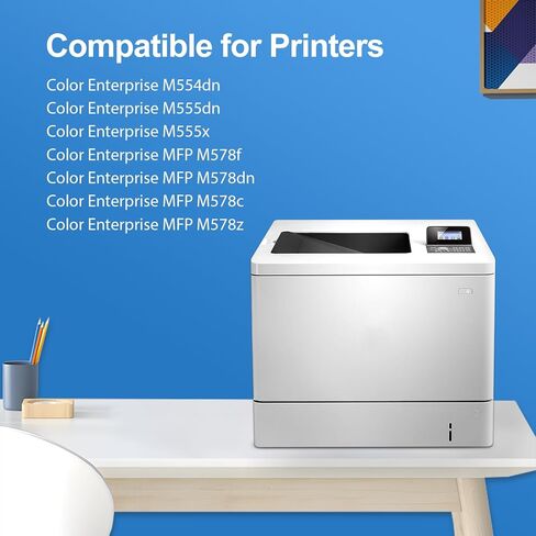 خراطيش حبر 212A مكونة من 4 عبوات (مع شريحة) متوافقة مع حبر HP 212A 212X W2120A W2120X لحبر الطابعة HP Color Laserjet Enterprise M555dn M554dn M555x M554 M555 MFP M578 Series (BK/C/Y/M) in Kuwait