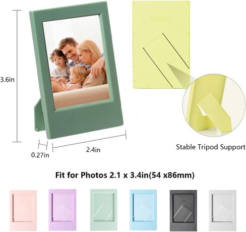 24 Pack 2''x3'' Photo Frame for Fujifilm Instax, Mini Polaroid Film, 8 Colors Mini Frame with Stand 3-Inch Wallet Size Polaroid Picture Frames for Home, Office Tabletop Display in Kuwait