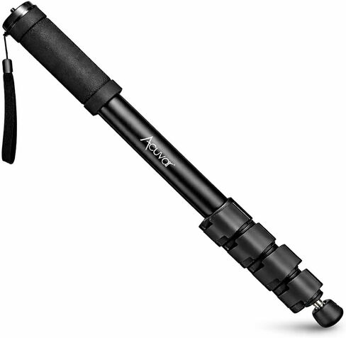 Acuvar 62' Inch Monopod with Integrated Safety Strap and 4 Section Extending Pole for All Digital Cameras, DSLR, Mirrorless, Compact Cameras, Camcorders & Cell Phones in Kuwait