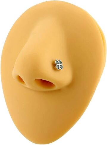 2Pcs 20G CZ Four Leaf Clover Nose Studs Rings for Women Gold Silver L-Shaped Surgical Steel Nose Stud Ring ST Patricks Day Nose Nostril Piercing Jewelry in Kuwait