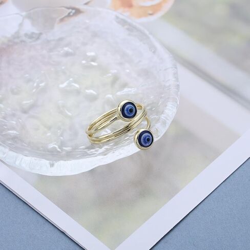 Boho Evil Eye Rings Adjustable Open Wrap Ring Blue Eye Turkish Rings Vintage Open Knuckle Finger Ring Jewelry for Women in Saudi Arabia