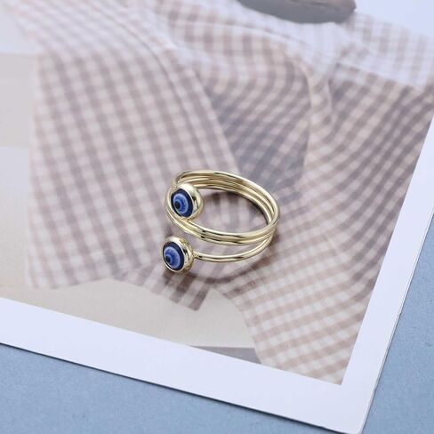 Boho Evil Eye Rings Adjustable Open Wrap Ring Blue Eye Turkish Rings Vintage Open Knuckle Finger Ring Jewelry for Women in Saudi Arabia