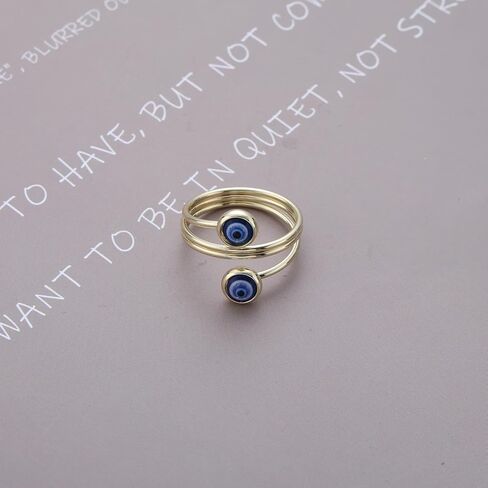 Boho Evil Eye Rings Adjustable Open Wrap Ring Blue Eye Turkish Rings Vintage Open Knuckle Finger Ring Jewelry for Women in Saudi Arabia