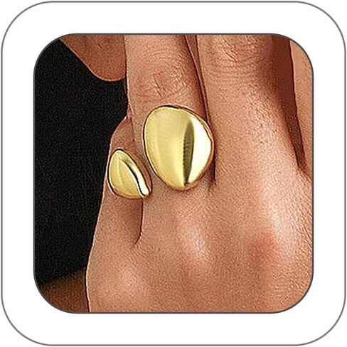 Chunky Open Statement Rings for Women,14K Gold Thick Dome Teardrop Finger Rings Hollow Wide Band Buckle Wrap Rings Party Prom Punk Jewelry Gifts in Kuwait