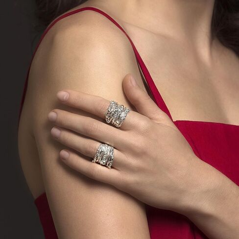 Modern Sculptural Multi-Layer Ring, Handcrafted 925 Sterling Silver Wavy Open Band, Organic Liquid-Metal Texture Statement Jewelry, Adjustable Wrap Ring for Women gift in Saudi Arabia