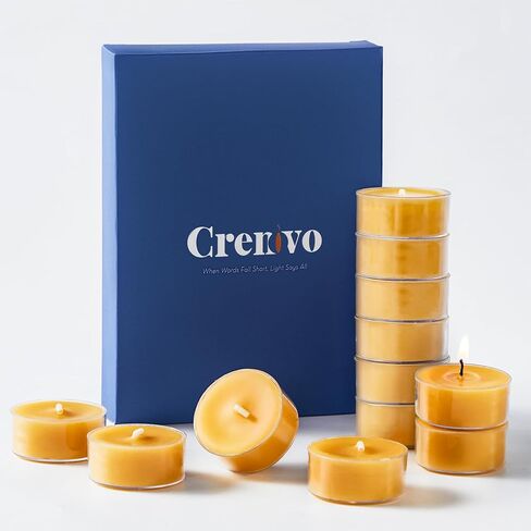 شمع العسل من كرينوفو 36 عبوة، شموع شمع النحل النقي بنسبة 100% لمدة 4 ساعات، شموع كأس نذرية غير معطرة للدخان للاسترخاء في المنتجعات الصحية المنزلية والتأمل in Kuwait