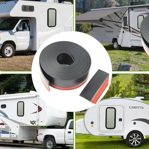 RV الشريحة خارج الختم | شريط مطاطي أسود مقاس 25 قدمًا × 2-7/8 بوصة | شريط لاصق للحماية من الضوضاء/الطقس | سهل التركيب والقص حسب الحجم in Kuwait