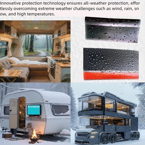 RV الشريحة خارج الختم | شريط مطاطي أسود مقاس 25 قدمًا × 2-7/8 بوصة | شريط لاصق للحماية من الضوضاء/الطقس | سهل التركيب والقص حسب الحجم in Kuwait