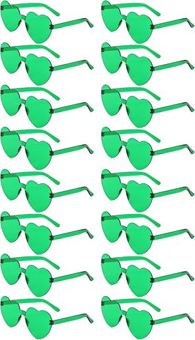16 Pairs Green Heart Sunglasses for Women, Candy Color Rimless Fun Heart Glasses for Women Party Favors in Kuwait