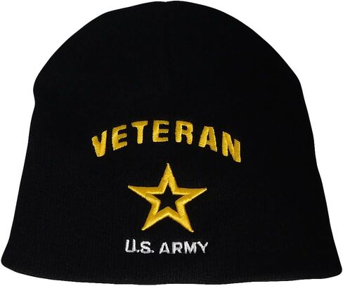 Trade Winds U.S. Army Star Veteran Black Embroidered Beanie Skull Cap Hat, 7 3/4 in Saudi Arabia