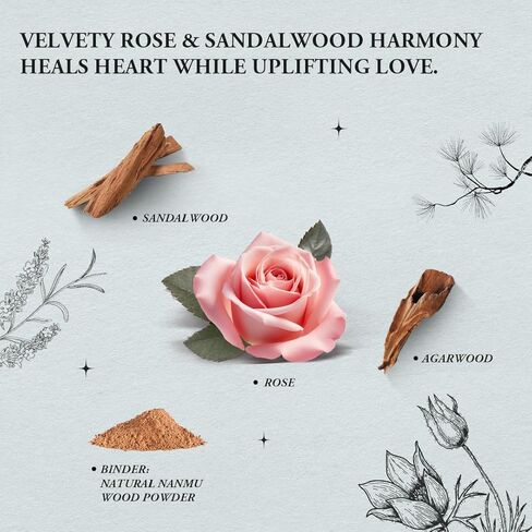 Rose Incense Sticks – All Natural Home Fragrance for Meditation & Relaxation, No Bamboo Core, 50 Count – Innergy in Saudi Arabia