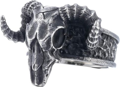 Vintage Punk Goat Ring,Adjustable Size,Alloy Material, Weighs 10 Grams, Unisex Style, Silver in Saudi Arabia