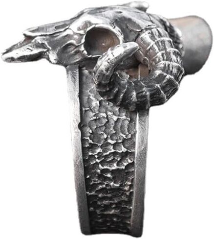 Vintage Punk Goat Ring,Adjustable Size,Alloy Material, Weighs 10 Grams, Unisex Style, Silver in Saudi Arabia