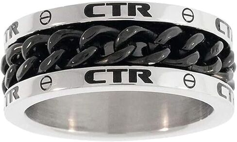 J137 Size 8-13 Choose the Right Stainless Steel w/Black chian Lynx Ring Mormon One Moment In Time LDS CTR in Saudi Arabia