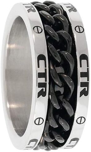 J137 Size 8-13 Choose the Right Stainless Steel w/Black chian Lynx Ring Mormon One Moment In Time LDS CTR in Saudi Arabia