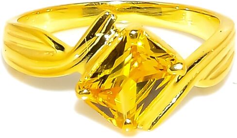 Yellow Topaz Gemstone Stacking Stackable Ring For Men & Women | 6x8 mm | 925 Sterling Silver Band | Statement Prong Rings | in Kuwait