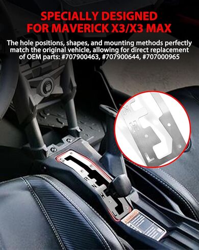 SLUORIMOD Gloss Stainless Steel Shifter Plate for Can-Am Maverick X3 & X3 MAX 2017-2025, Quick Shift Gate Panel Replace OEM #7707900463, 707900644, 707000965, Durable Aluminum Accessory (Silver) in Saudi Arabia