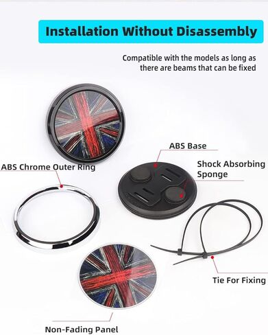 3D Front Bumper Grill Emblem Badge Chrome Cover for Mini Cooper One S JCW R50 R52 R53 R55 R56 R60 R61 F54 F55 F56 F57 F60 Hatchback Countryman Car Accessories Decoration (Red Union Jack) in Saudi Arabia
