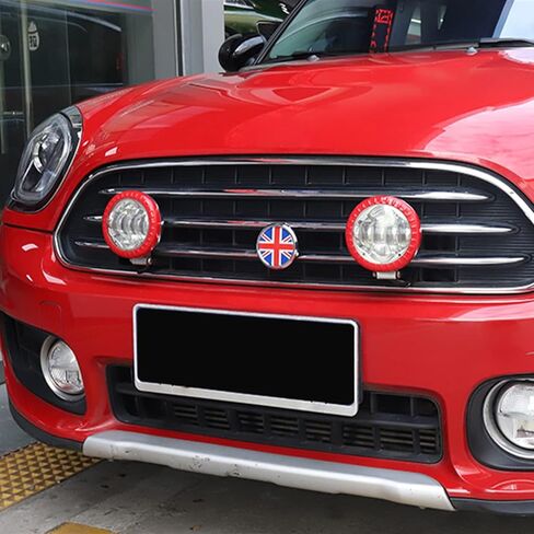 3D Front Bumper Grill Emblem Badge Chrome Cover for Mini Cooper One S JCW R50 R52 R53 R55 R56 R60 R61 F54 F55 F56 F57 F60 Hatchback Countryman Car Accessories Decoration (Red Union Jack) in Saudi Arabia