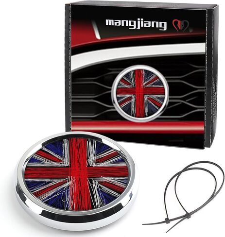 3D Front Bumper Grill Emblem Badge Chrome Cover for Mini Cooper One S JCW R50 R52 R53 R55 R56 R60 R61 F54 F55 F56 F57 F60 Hatchback Countryman Car Accessories Decoration (Red Union Jack) in Saudi Arabia
