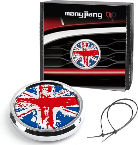 3D Front Bumper Grill Emblem Badge Chrome Cover for Mini Cooper One S JCW R50 R52 R53 R55 R56 R60 R61 F54 F55 F56 F57 F60 Hatchback Countryman Car Accessories Decoration (Red Union Jack) in Saudi Arabia