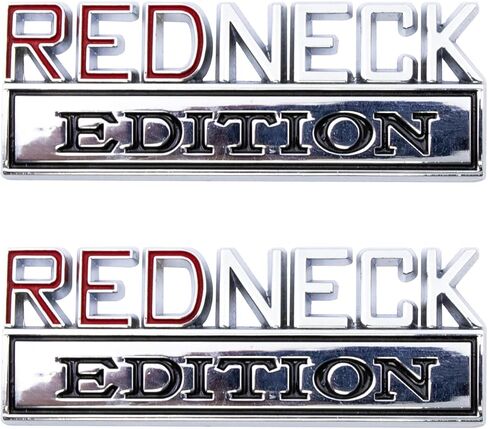2PCS Word Redneck Edition Car SUV Truck Door Side 3D Letter Name Plate Emblem Badge Sticker Decal 80x30mm Exterior Decoration Accessories (Chrome Black) in Saudi Arabia