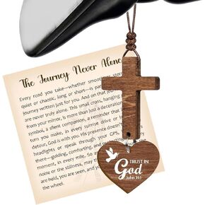 Cross for Car Mirror Hanging Christian Gifts for Men, Women, Scan Phone for Daily Bible Verse, Christian Cross Ornament, Religious Gifts for Men, Wooden Car Ornament in Kuwait