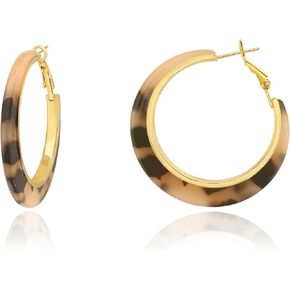 Vintage Large Leopard Print Hoop Earrings for Women, Resin Hoop Earrings in Kuwait