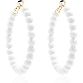 Beaded Hoop Earrings Women Bohemian Circle Round Colorful Bead Dangle Earrings for Women in Saudi Arabia