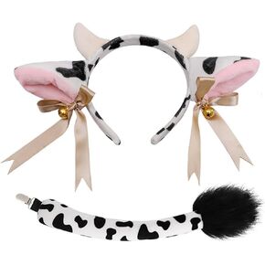 مجموعة زي البقرة، عصابة رأس على شكل آذان البقرة، وذيل البقرة، وإكسسوارات تنكرية in Kuwait