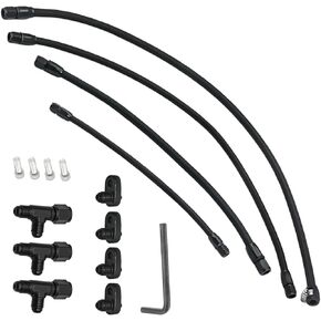 مجموعة 4AN كاملة من الألومنيوم لتنفيس البخار وخرطوم التبريد المتقاطع لمحركات LS/LSX/LS1/LS2/LS6/LM7 - أسود من الفولاذ المقاوم للصدأ مضفر مع الأجهزة in Kuwait