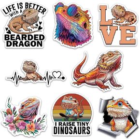 Bearded Dragon Sticker 8 Pcs (Large Size) Vinyl Stickers Laptop Waterproof Decal for Car Bumper Water Bottle Notebook Luggage Window Party Birthday Decorations - Size 4 Inches in Kuwait