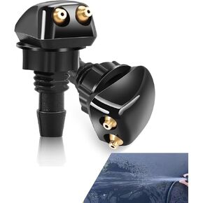 Eratus 2 PCS Front Windshield Washer Nozzle, Dual Hole Straight Post Powerful Jet Wiper Nozzle, 0.31" Connector with Plastic Nut, Universal for Most Cars Cleaning Nozzle Accessories (Black) in Kuwait