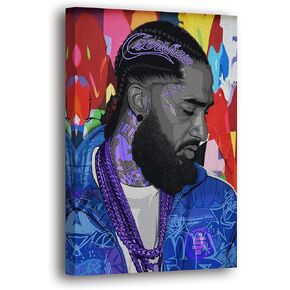 SpiritualHands Nipsey Hussle Wall Art Print, Home Decor Framed Poster Wall Art Canvas Artwork for Living Room, Pictures for Bedroom, (8" x 12" - Ready to Hang, Nipsey Hussle Abstact) in Saudi Arabia