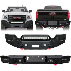 المصد الأمامي والخلفي ذو نسيج أسود مطور متوافق مع 15-19 جي إم سي سييرا 2500 3500 مع لوحة ونش و5 مصابيح LED وحلقتين على شكل حرف D in Kuwait