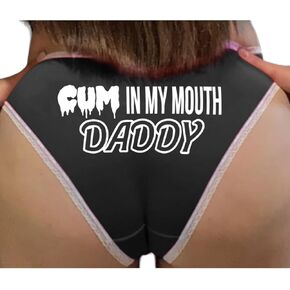 Knaughty Knickers Cum in My Mouth Daddy DDLG DDLB Age Play Cumslut Adult Design Black and White Bikini Panties in Kuwait