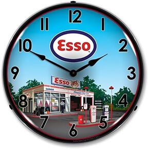 New Esso Station Retro Vintage Style Advertising L.E.D. Lighted Clock - Ships Free Next Business Day to Lower 48 States in Saudi Arabia
